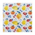 Fruit Watercolor Tablecloth — Bright Lemon Peach Berry Kitchen Dining Linen