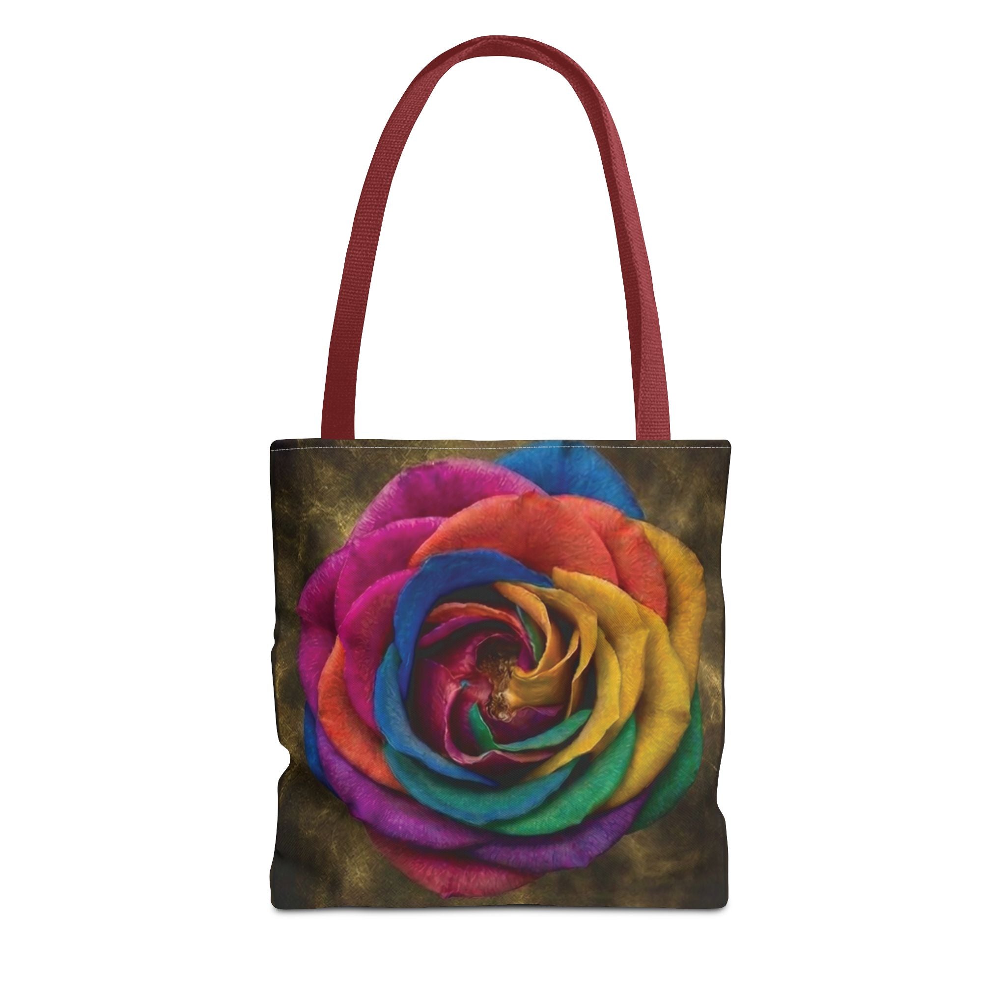 Rainbow Rose All-Over Print Tote Bag — Colourful Floral Canvas Shoulder Bag