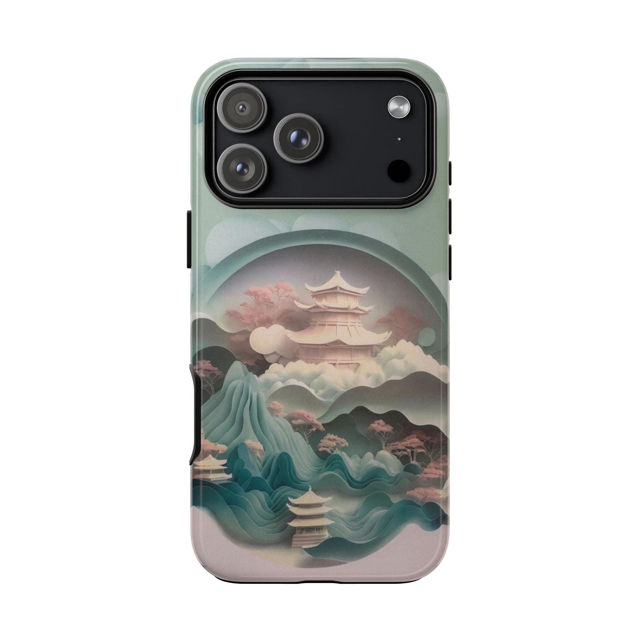 Japanese Pagoda iPhone Case — Scenic Mountain Art Tough Phone Cover