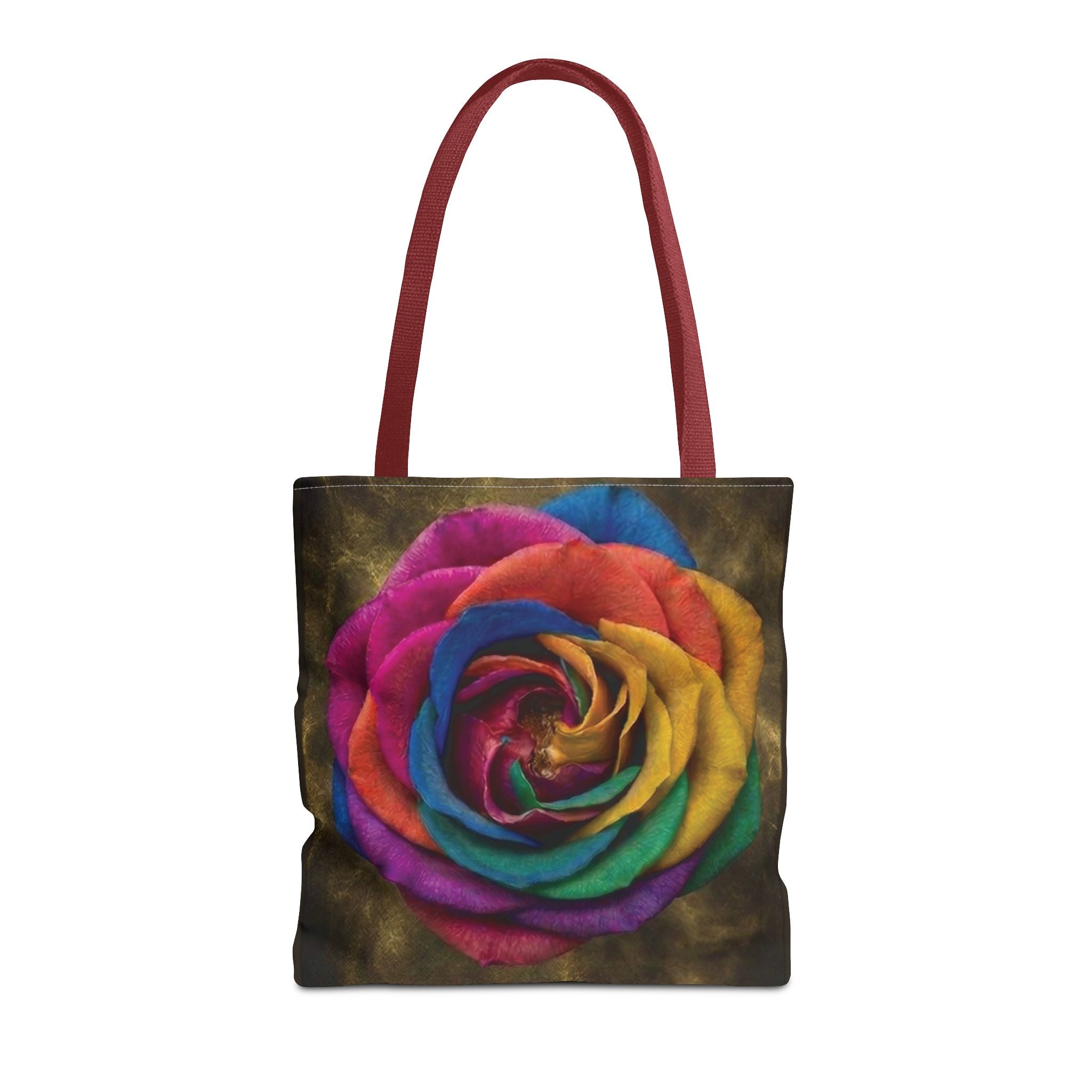 Rainbow Rose All-Over Print Tote Bag — Colourful Floral Canvas Shoulder Bag