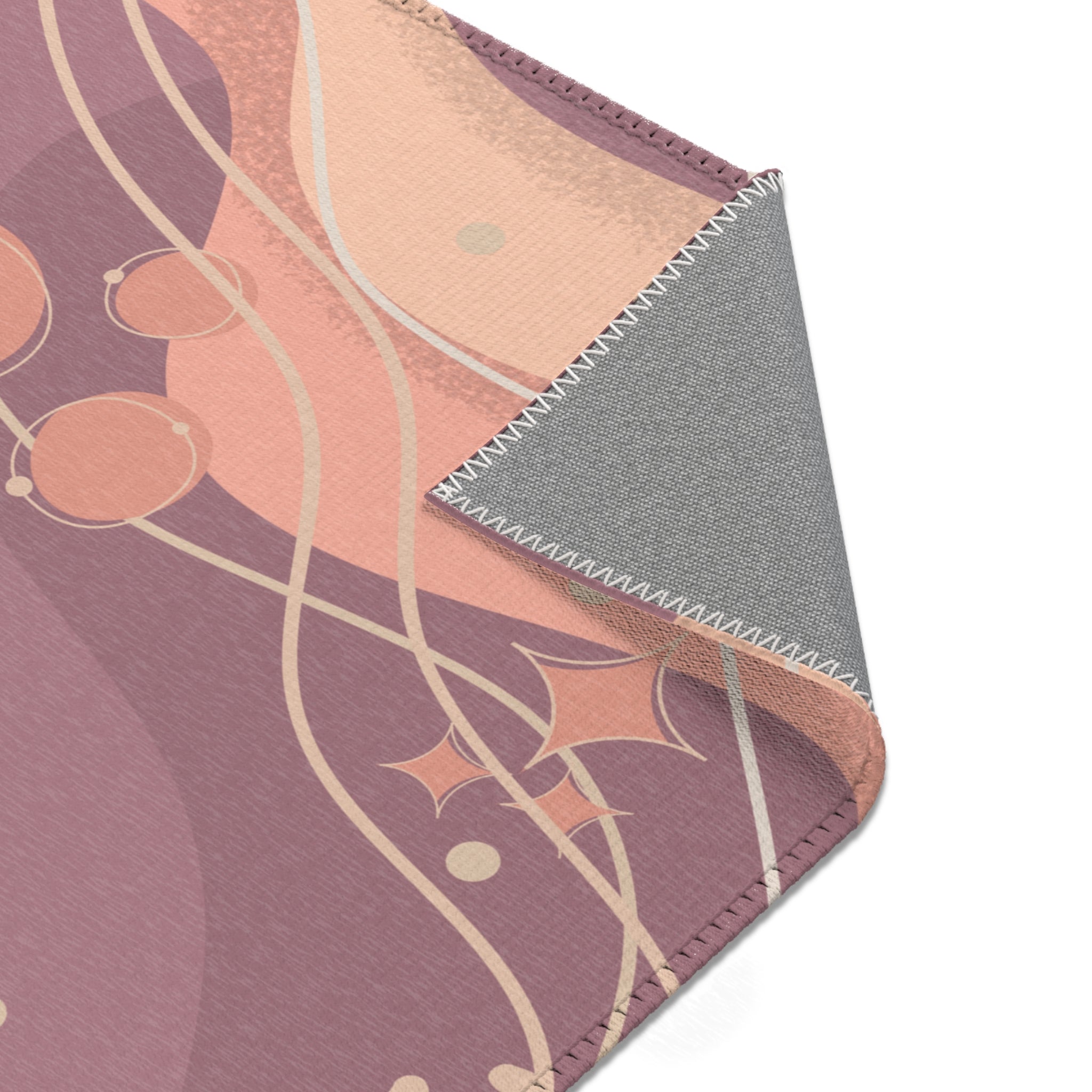 Abstract Peach & Mauve Area Rug — Wavy Organic Pattern for Living Room, Bedroom, Dorm