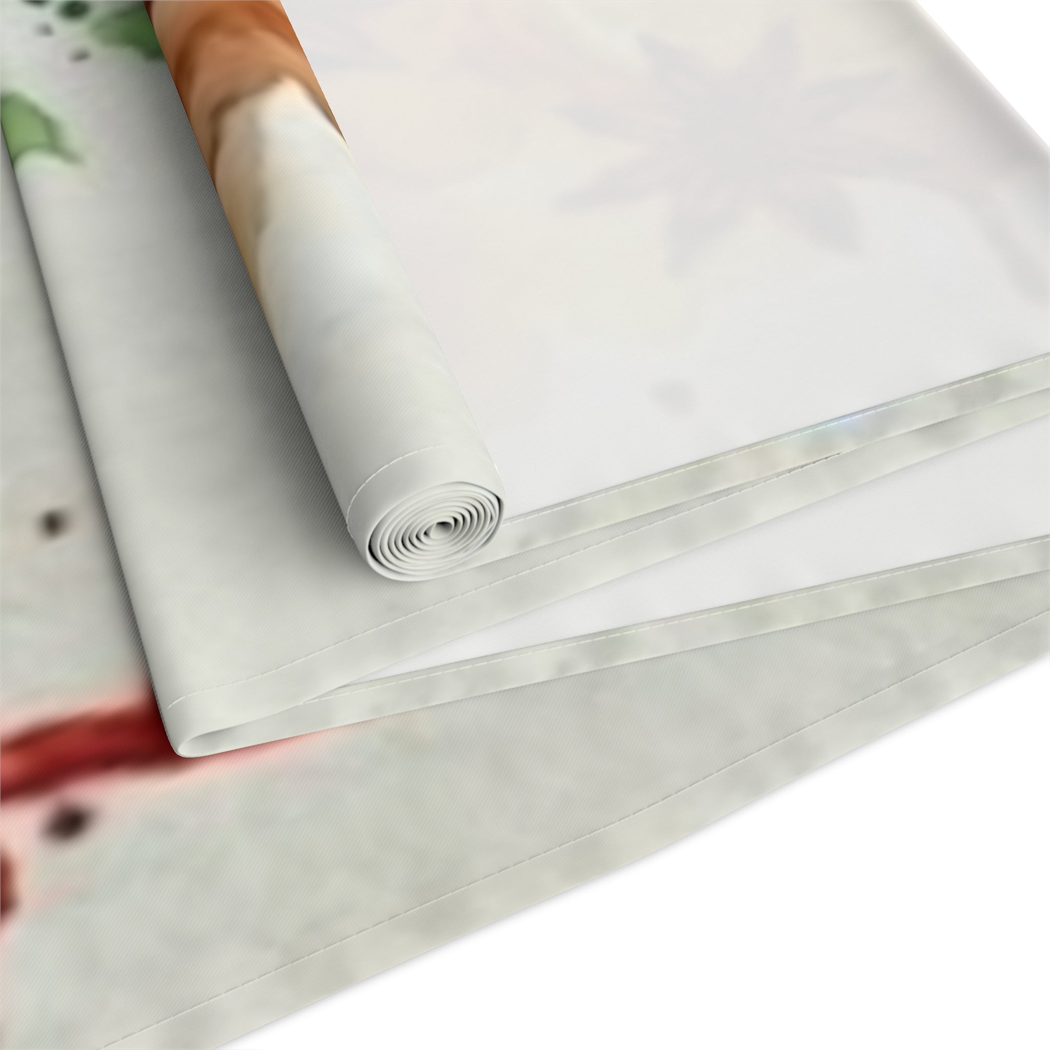 Watercolor Fruit & Herb Table Runner — Strawberry Lemon Basil Kitchen Dining Linen