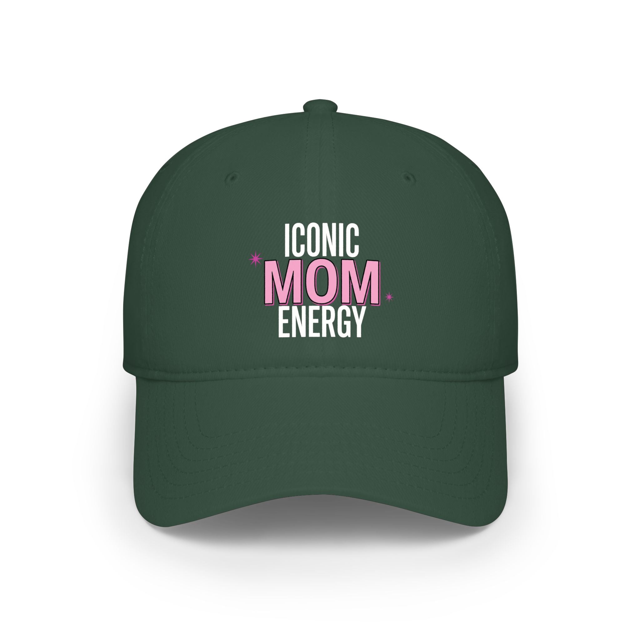 Iconic Mom Energy Low Profile Baseball Cap — Embroidered Graphic Hat