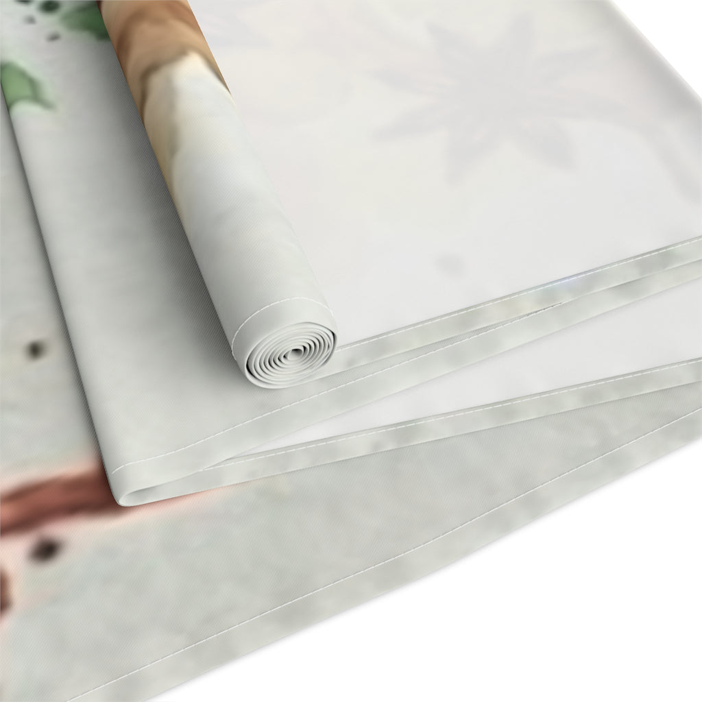Watercolor Fruit & Herb Table Runner — Strawberry Lemon Basil Kitchen Dining Linen