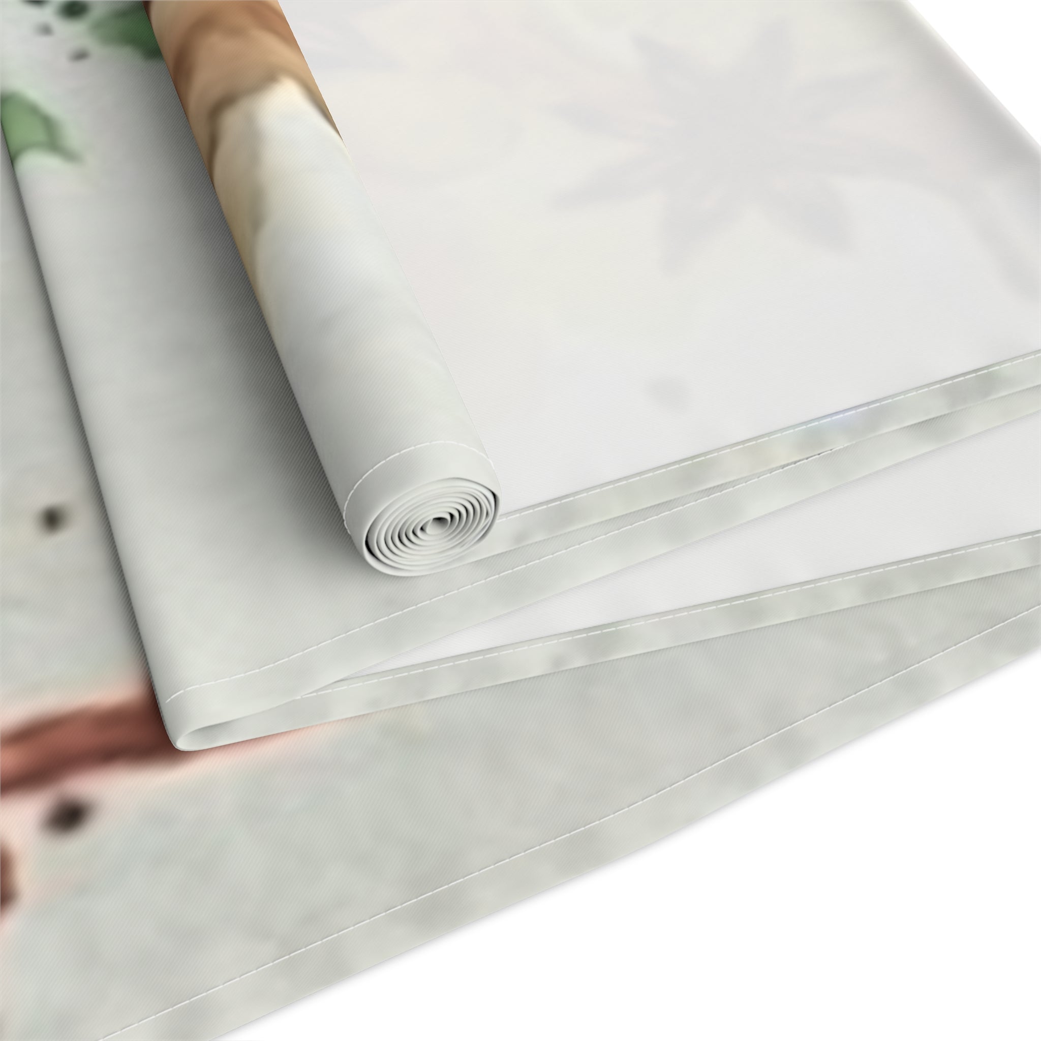 Watercolor Fruit & Herb Table Runner — Strawberry Lemon Basil Kitchen Dining Linen