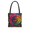 Rainbow Rose All-Over Print Tote Bag — Colourful Floral Canvas Shoulder Bag