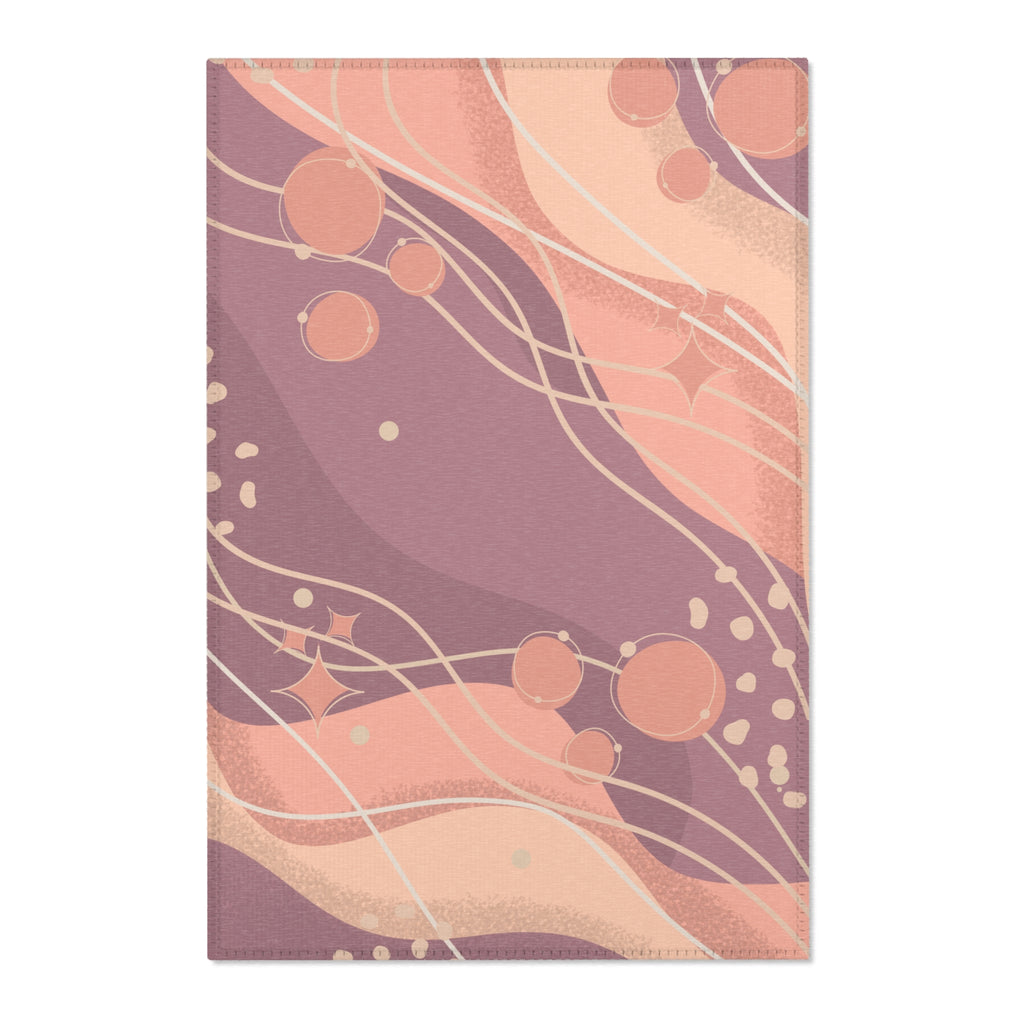 Abstract Peach & Mauve Area Rug — Wavy Organic Pattern for Living Room, Bedroom, Dorm