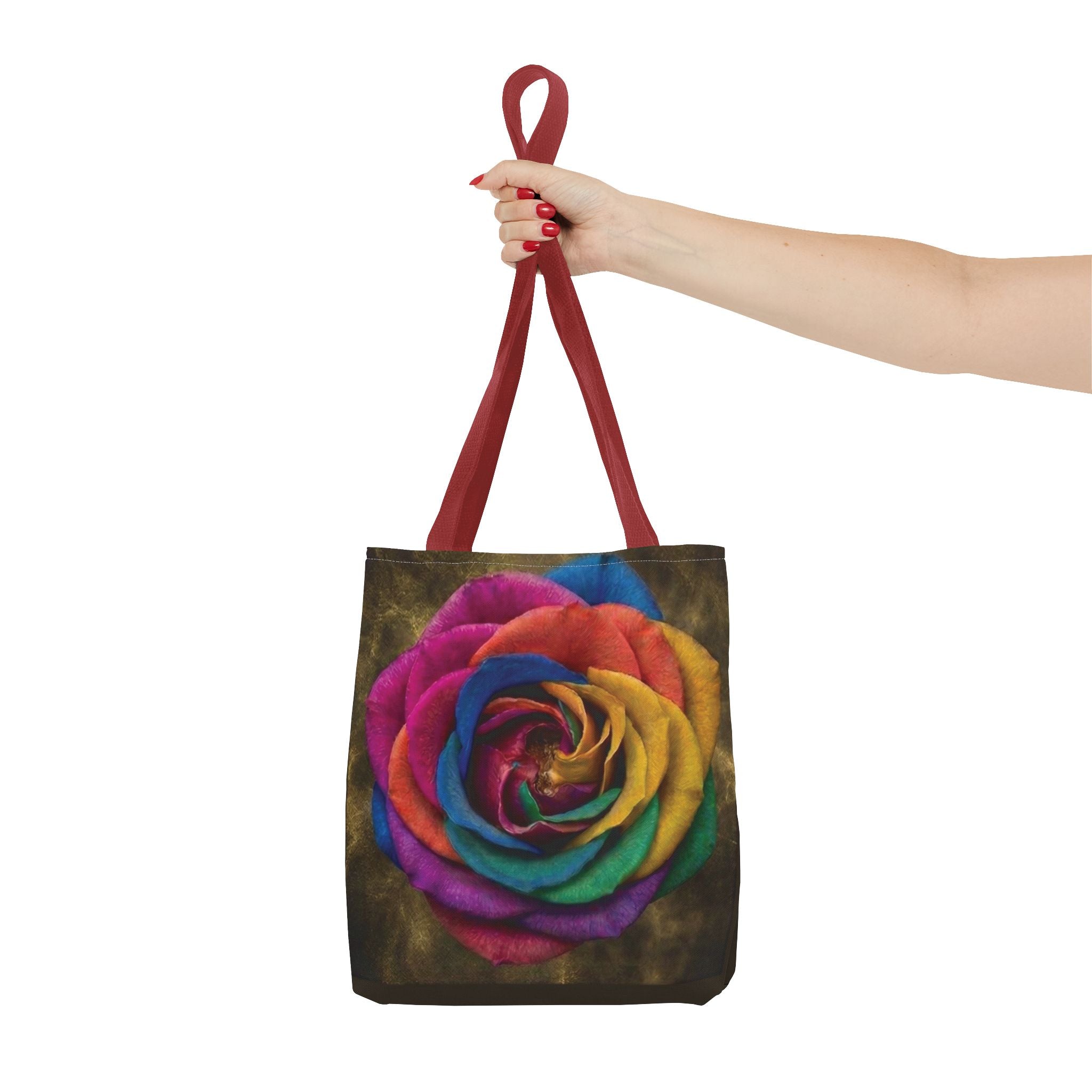 Rainbow Rose All-Over Print Tote Bag — Colourful Floral Canvas Shoulder Bag