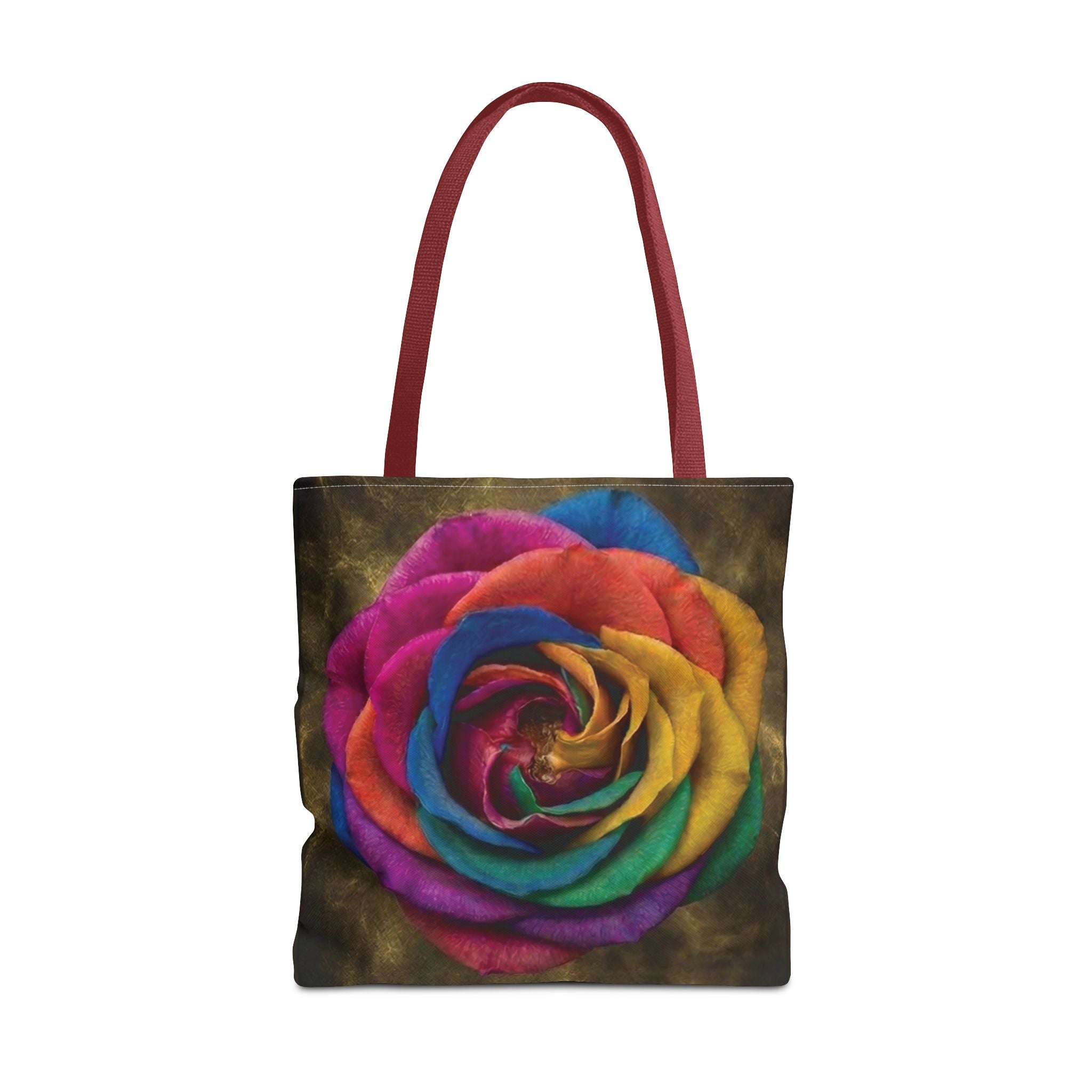 Rainbow Rose All-Over Print Tote Bag — Colourful Floral Canvas Shoulder Bag