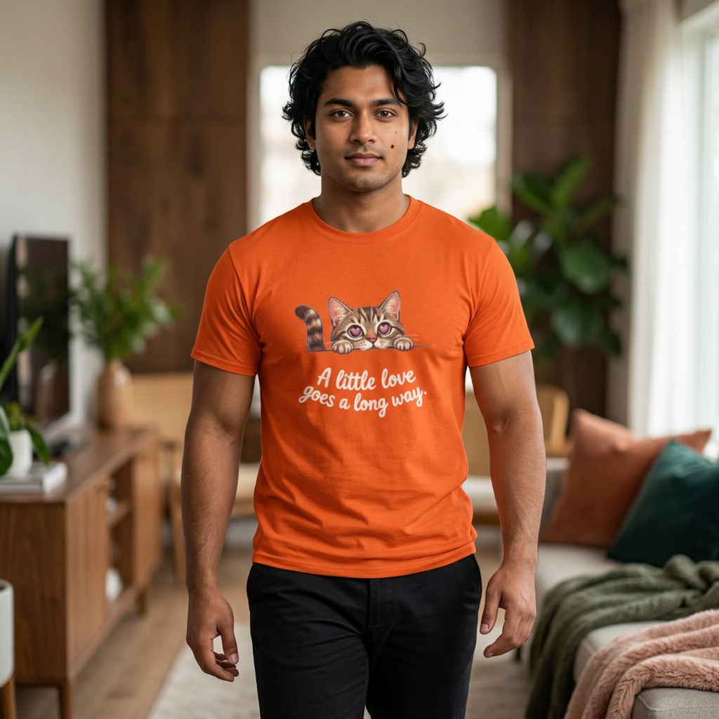 Cat T-Shirt — Cute Kitten "A Little Love Goes a Long Way" Tee