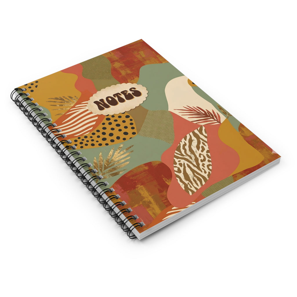 Boho Collage Spiral Notebook Ruled Line — Aesthetic Notes Journal for School & Work