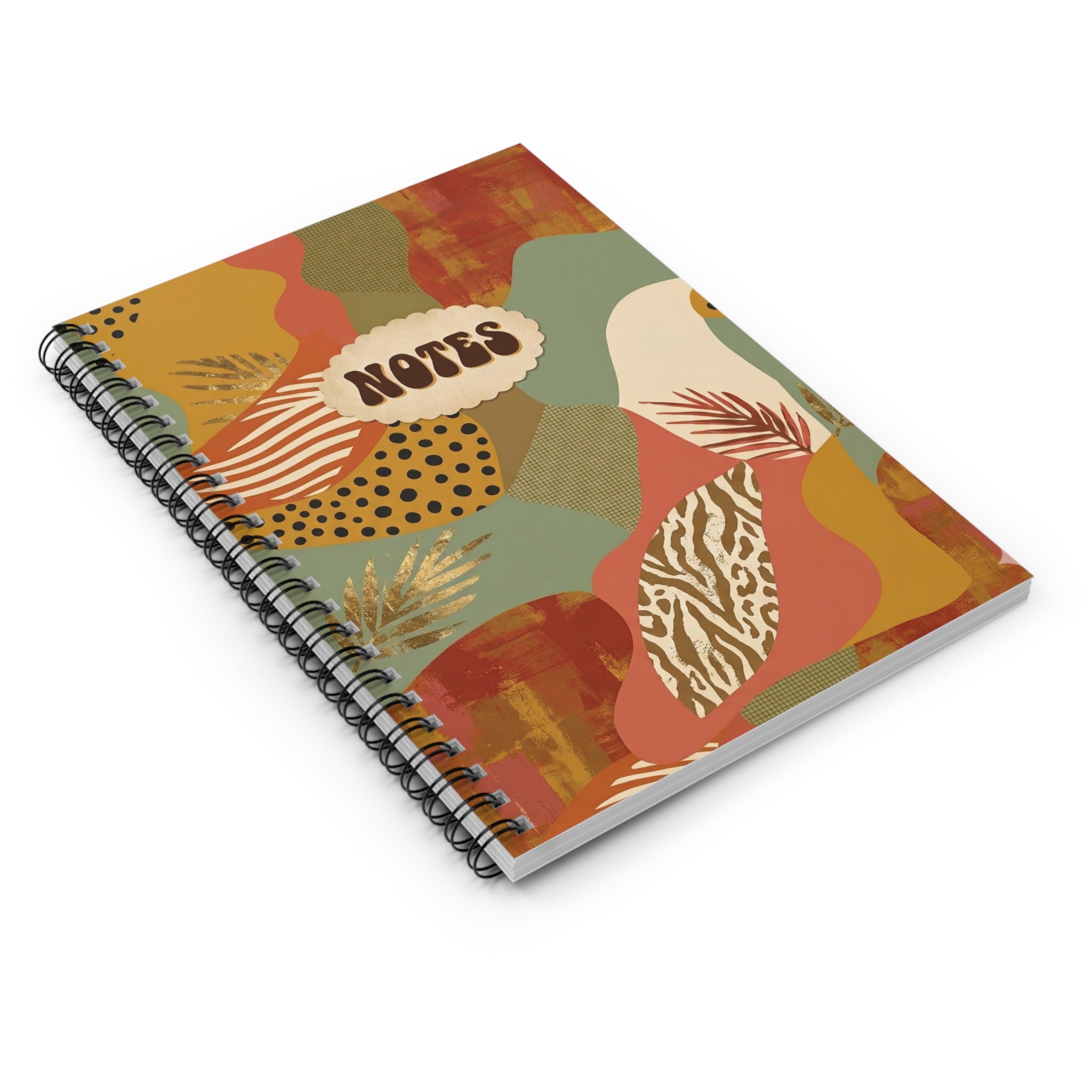 Boho Collage Spiral Notebook Ruled Line — Aesthetic Notes Journal for School & Work