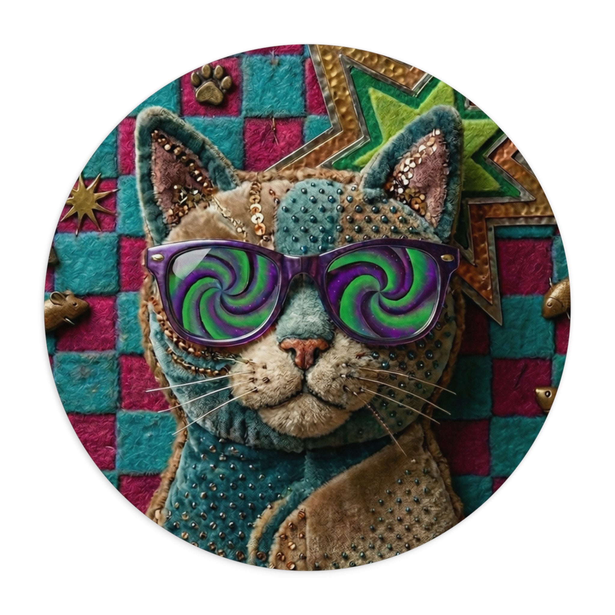 Boho Cat Art Mouse Pad — Non-Slip Desk Mat for Home Office & Gaming Setup