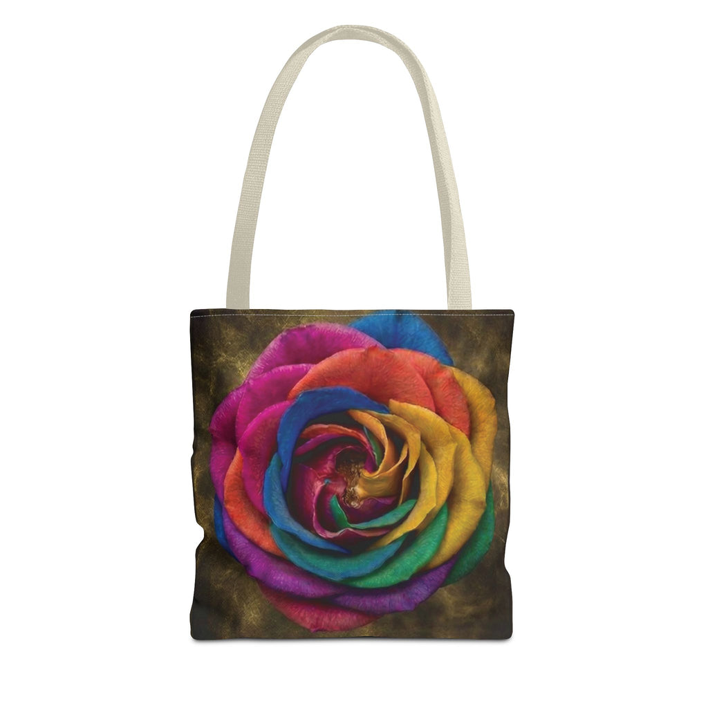 Rainbow Rose All-Over Print Tote Bag — Colourful Floral Canvas Shoulder Bag