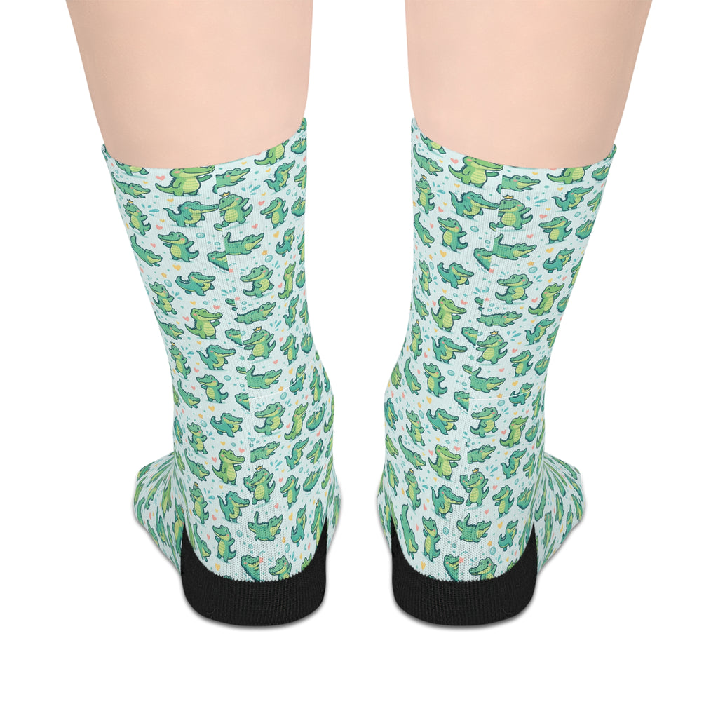 Crocodile Print Mid-length Socks — Fun Graphic Crew Socks Unisex