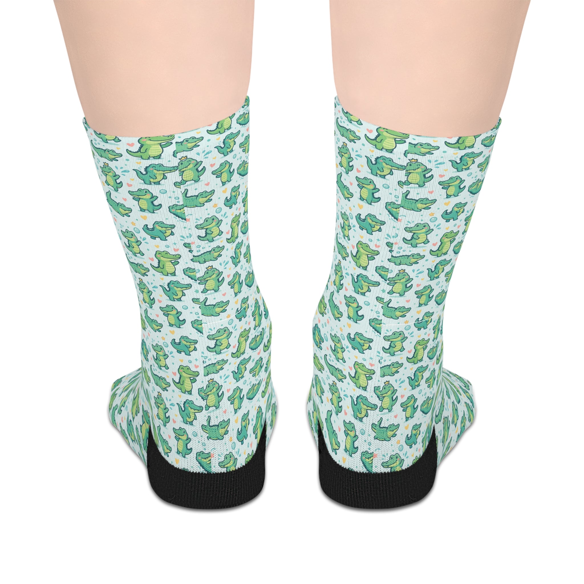 Crocodile Print Mid-length Socks — Fun Graphic Crew Socks Unisex
