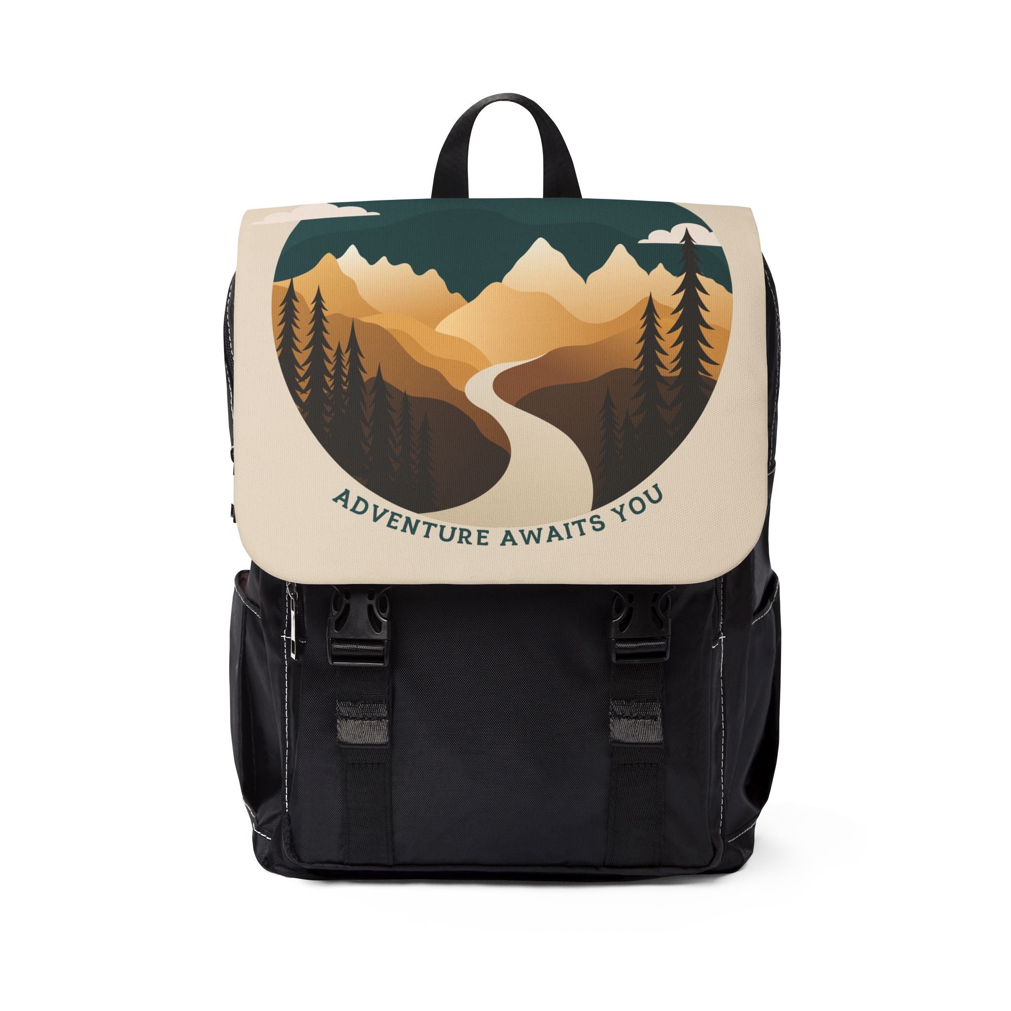 Adventure Awaits Shoulder Backpack — Scenic Mountain Daypack