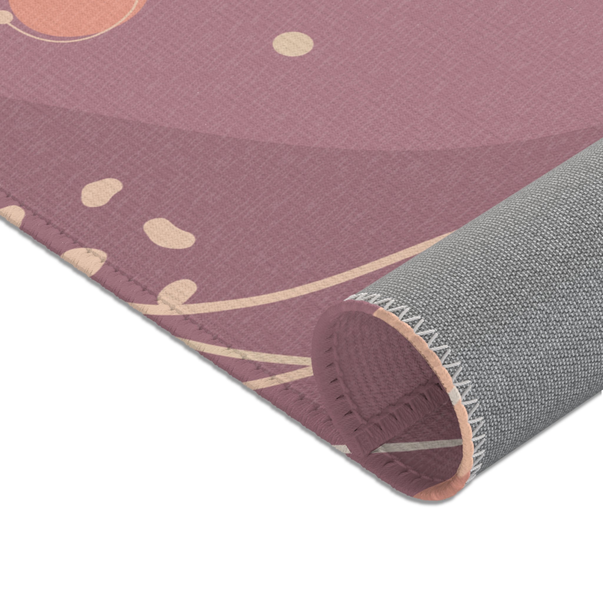 Abstract Peach & Mauve Area Rug — Wavy Organic Pattern for Living Room, Bedroom, Dorm