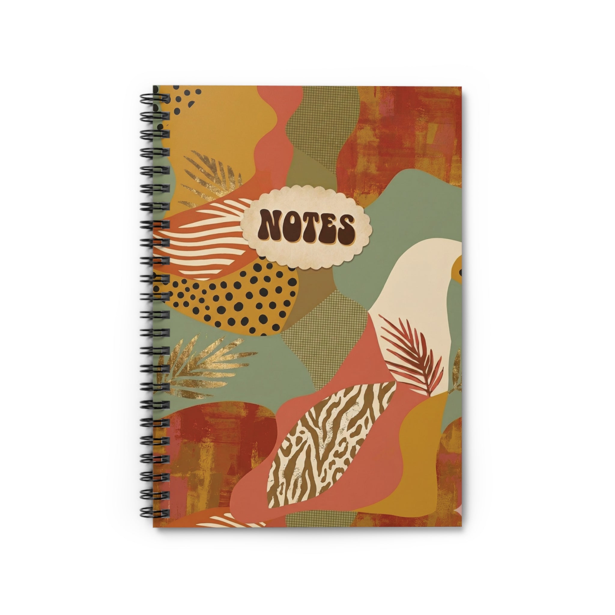 Boho Collage Spiral Notebook Ruled Line — Aesthetic Notes Journal for School & Work