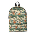 Vintage Mountain Pattern Backpack — Outdoor Compass & Forest Print Daypack