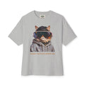 Purr-tection Mode On Oversized Boxy Tee — Unisex Graphic Cat Streetwear T-Shirt
