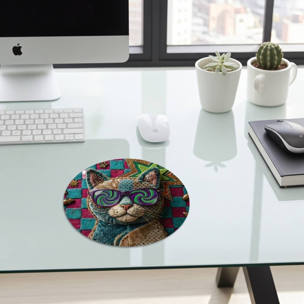 Boho Cat Art Mouse Pad — Non-Slip Desk Mat for Home Office & Gaming Setup