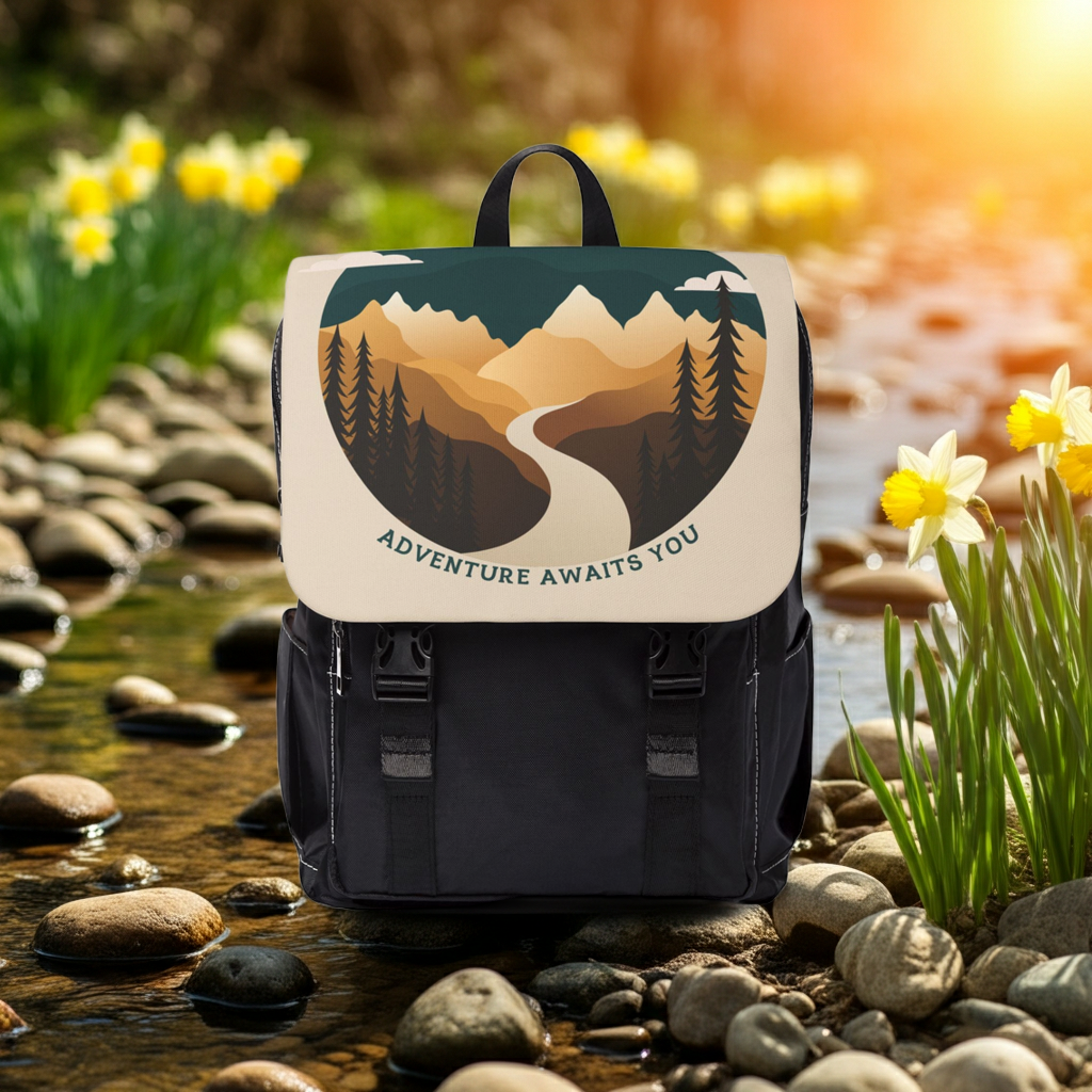 Adventure Awaits Shoulder Backpack — Scenic Mountain Daypack